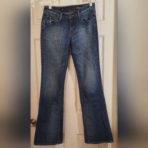 Express Jeans Mia Bootleg Women's 4 Blue 5-Pocket Low Rise Rhinestone Dark Wash